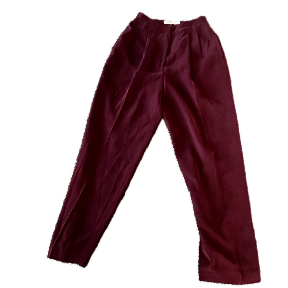 Valerie Stevens Petites Burgundy Pleated Tailored Trousers Size 6P